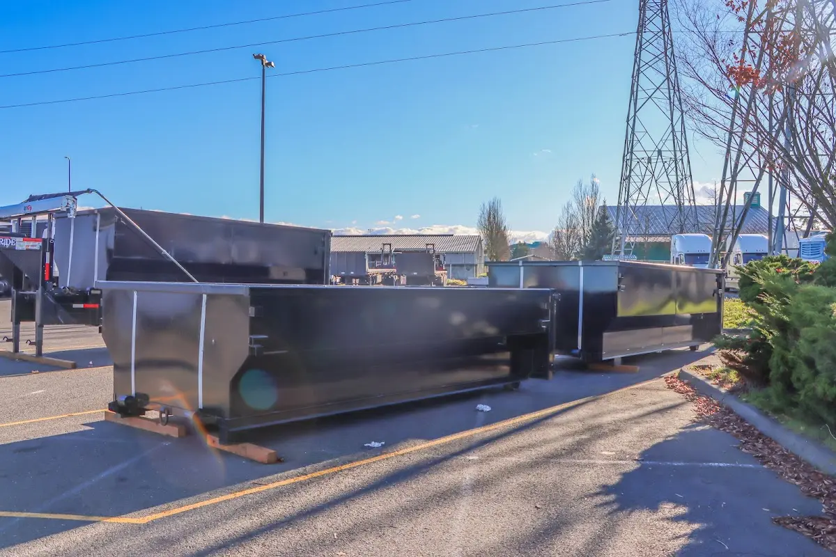 Roll-off dumpster ready for waste disposal at job site for 4 Yard Dumpster Rental in Southampton